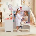 thumbnail image 4 of Gymax Kids Doctor Play Set w/Faucet Sink ECG Monitor Body Parts Diagram Clock Pink & White, 4 of 10