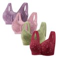 thumbnail image 1 of Plebaso 4 Pack Bras for Women Front Closure Everyday Bralettes Wireless Full Coverage Ladies Push up Bras, 1 of 3