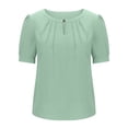 thumbnail image 4 of Besolor T-Shirts Tuniques Décontractés pour Femmes à Col Rond, Manches Courtes, Plissés, Blouses Basiques Amples Unies, Vêtements Mode 2024, 4 of 7
