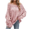 thumbnail image 2 of EGNMCR Chandail à Col Rond pour Femme Automne et Hiver, Épaules Dénudées, Chandail Ample, Couleur Unie, Col à Lignes, Chandail à Enfiler, Chandail à Col Ras du Cou, Chandail pour Femme, 2 of 6