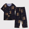 thumbnail image 1 of Wolfast Ensemble de Pyjama Court en Soie pour Femmes Été Décontracté Deux Pièces Pyjama Manches Courtes Col Rond Haut/chemise Ensemble Coton Soie Grande Taille Confortable Respirant Cardigan Bouton Poche, 1 of 9