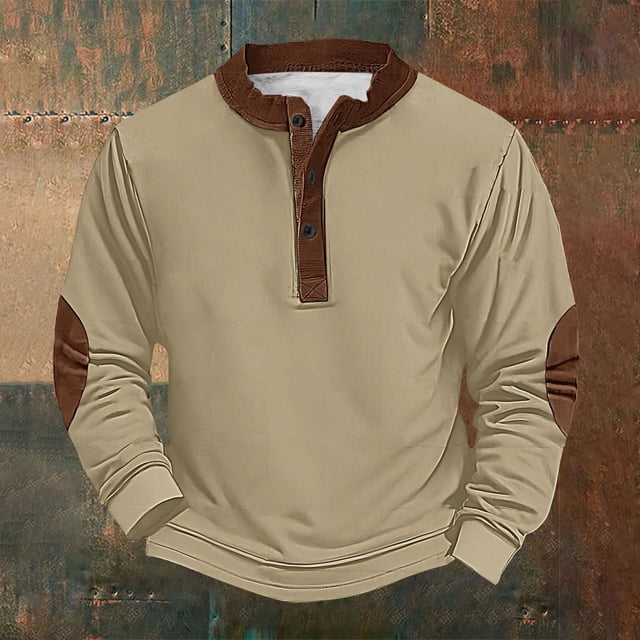 Men's Retro Halloween Quarter Button Collar Sweatshirt Haunted House Acting Essential Partially Buttoned Pullover Vintage Horror Print Last-Minute Halloween Party