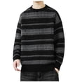 thumbnail image 2 of UVEASISHA Striped Sweater Mens Color Block Knitted Pullover Round Collar Fashion Drop Shoulder Jumper Tops Comfy Casual Loose Ribbed Knit Sweaters Clearance Sales Today Dark Gray 3XL, 2 of 4
