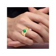 thumbnail image 2 of RYLOS Men's Rings 14K Yellow Gold Rings Classic Designer  9X7MM Oval Gemstone &  Sparkling Diamond Ring Emerald May Birthstone Ring Size 8, 2 of 7