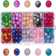 thumbnail image 1 of CHUANK 100pcs 10 Color Crackle Glass Beads 10mm Handcrafted Lampwork Round Crystal Beads Bulk, 1 of 6