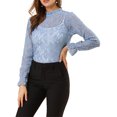 thumbnail image 1 of INSPIRE CHIC Women's Crochet Lace See Through Floral Ruffle Neck Blouse, 1 of 5
