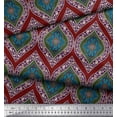 thumbnail image 2 of Soimoi Tissu en Poly Georgette Rouge Sans Couture Imprimé Damas au Mètre 42 Pouces de Large, 2 of 3