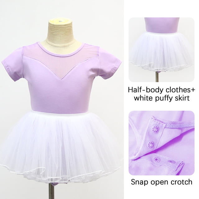 AherBiu Baby Girl Clothes Rompers Skirt Jumpsuits Solid Color Shorts Rompers Long Sleeve Stretch Ballet Dance Bodysuit Performance Costume