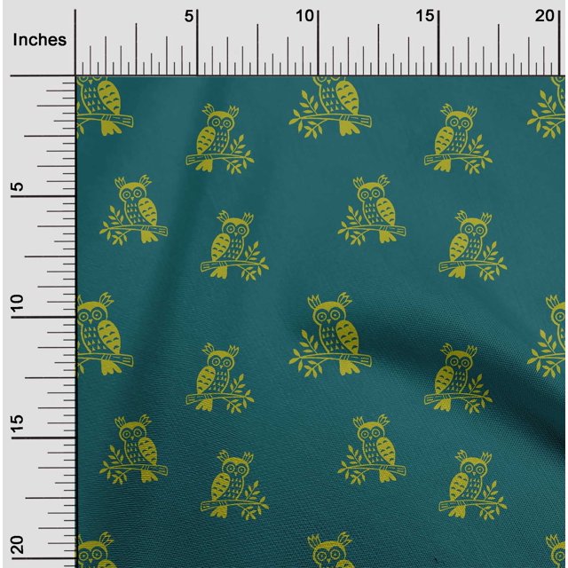 oneOone Cotton Poplin Fabric Branch & Owl Block Decor Fabric Printed BTY 42 Inch Wide