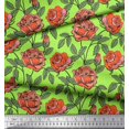 thumbnail image 2 of Soimoi Tissu en Velours Feuilles & Roses Imprimé Floral Tissu au Mètre 58 Pouces de Large, 2 of 3
