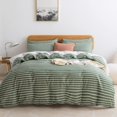 thumbnail image 1 of Ensembles de Housses de Couette en Coton Naturel à Rayures Housse de Couette avec Motif de Rayures Grises Housse de Couette Imprimée avec Fermeture Éclair et Attaches d'Angle (Format Grand Lit), 1 of 8