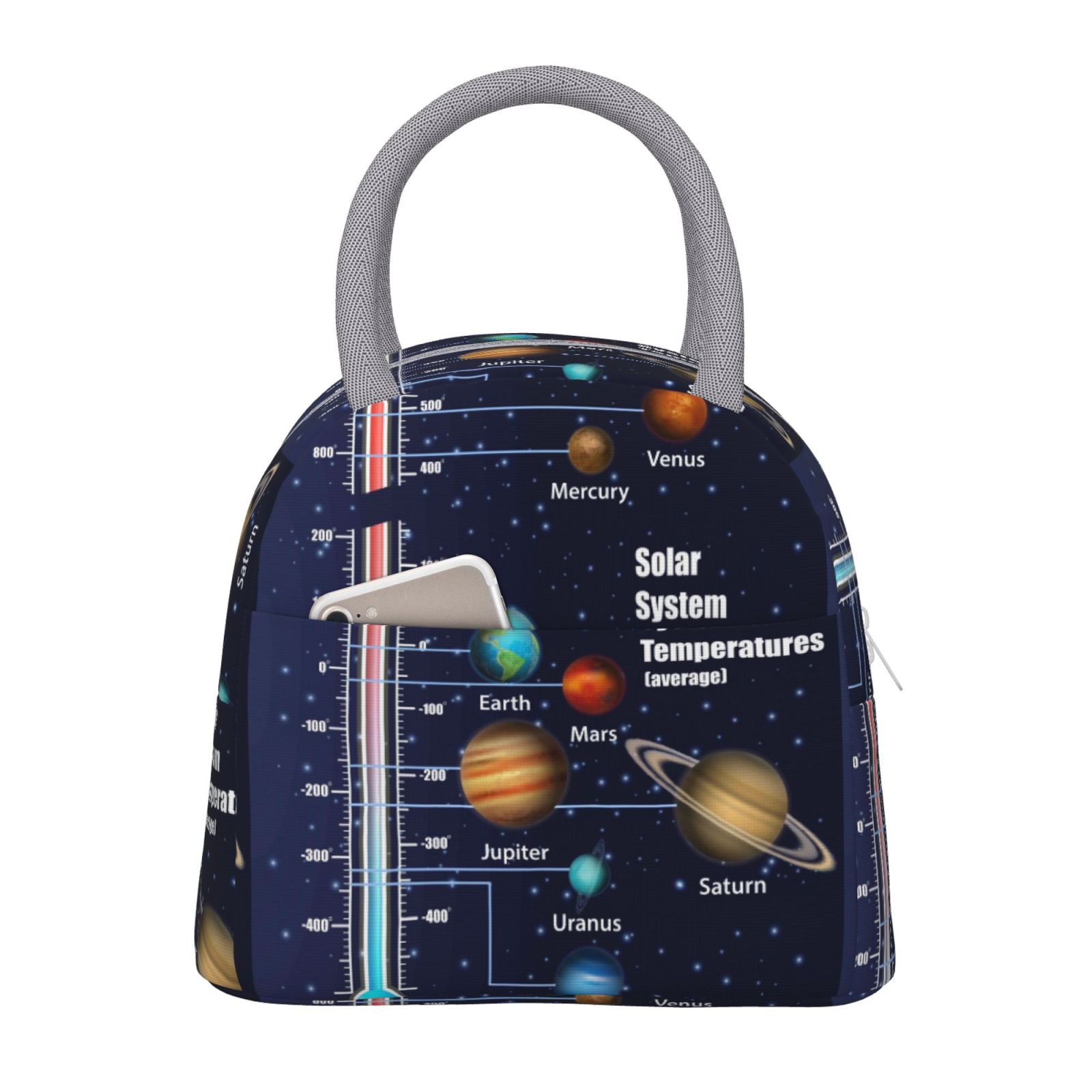 Easygdp Solar System Large Insulated Lunch Bag，Aluminum Lining, Spacious Design, Leakproof, Ideal for Work, Picnics, Travel, and Outdoor Activities
