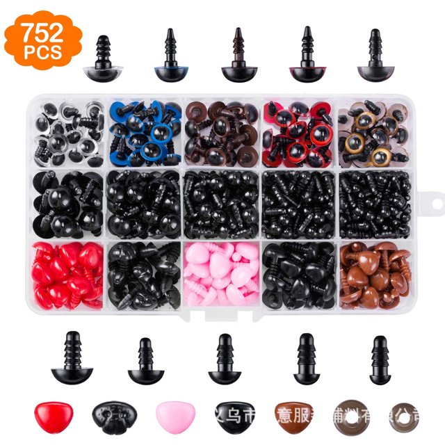 Safety Eyes And Noses 752pcs Included Colourful Doll Eyes 6-14mm Washers For Cra