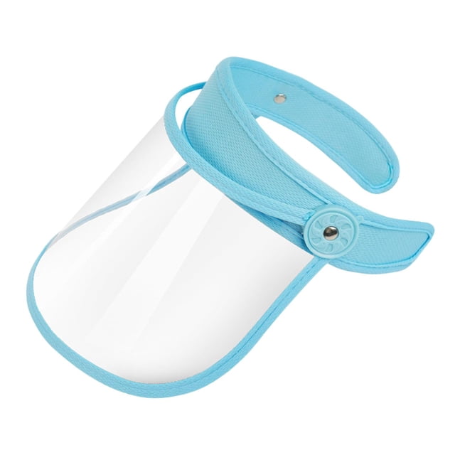 DYNWAVECA Full Face Protection Adjustable Headgear Breathable Transparent Visor Full Faceshield Face Cover for Work Gardening Grinding blue