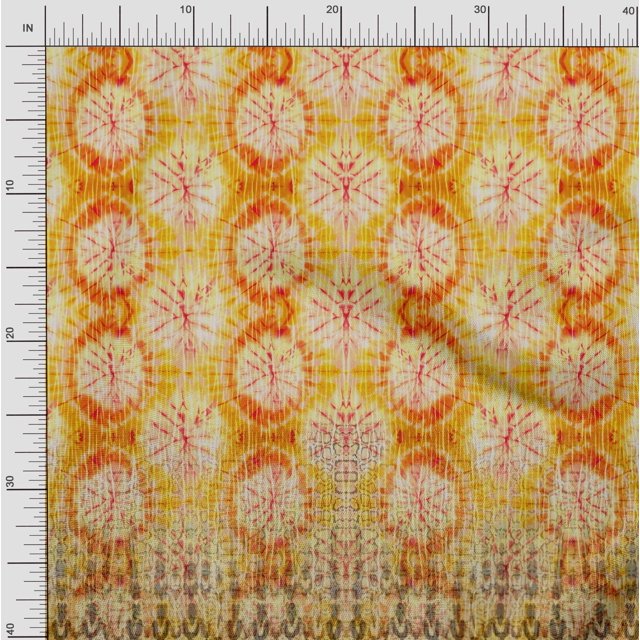 Soimoi Poly Georgette Fabric Tie & Dye Panel Printed Fabric 1 Yard 52 Inch Wide