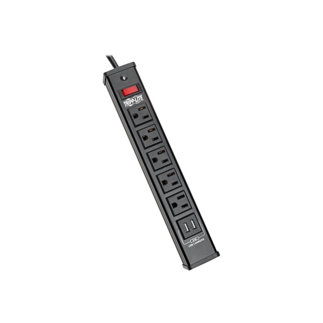 Tripp Lite 5 Outlet Surge Protector Power Strip--- 6ft Cord--- 450 Joules--- 2 USB Charging Ports-