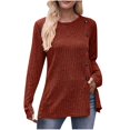 thumbnail image 1 of Pisexur Chandail Décontracté Asymétrique pour Femmes Couleur Unie Manches Longues Tricoté Côtelé Col Rond Bouton devant, 1 of 3
