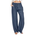 thumbnail image 1 of yoeyez High Waist Wide Leg Linen Pants Women Casual Loose Summer Cargo Trousers Petite Plus Size Cotton Linen Palazzo Pants for Women, 1 of 7