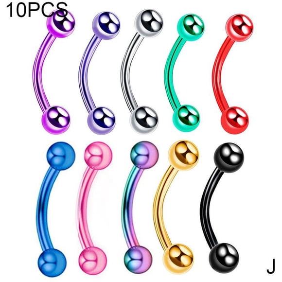 10 Pcs Barre Courbée en Acier Inoxydable Barre à Sourcils Bijoux de Perçage Barres de Tragus Perçage de Cartilage Lèvre Peau Corps Bijoux Unisexe S3Z7