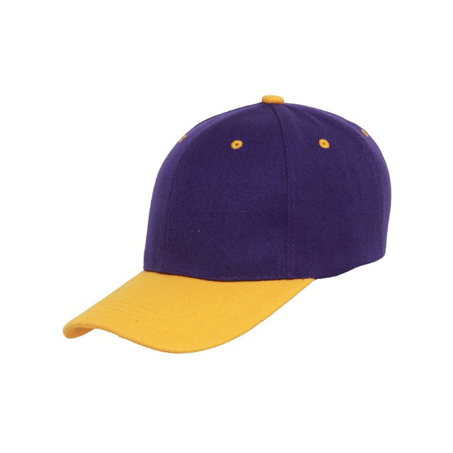 Two-Tone Adjustable Baseball Cap, Purple/Yellow