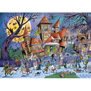 Cobble Hill La pièce de la famille 350 Puzzle de pièce - Maison hantée - Modèle d'affiche inclus