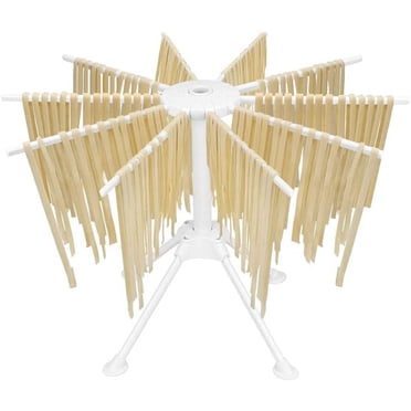 Pasta dryer, pasta dryer, pasta stands with 10 pull-out rungs for up to 2kg of pasta, cups, towels, integrated transport rod, foldable spaghetti dryer, pasta dryer