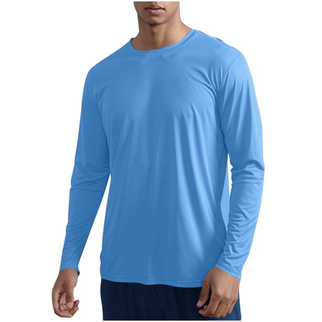 zfhfof Men's Sun Protection Athletic Shirts Long Sleeve Rash Guard Swim T-Shirts Lightweight Quick Dry Fishing Running Workout Shirts