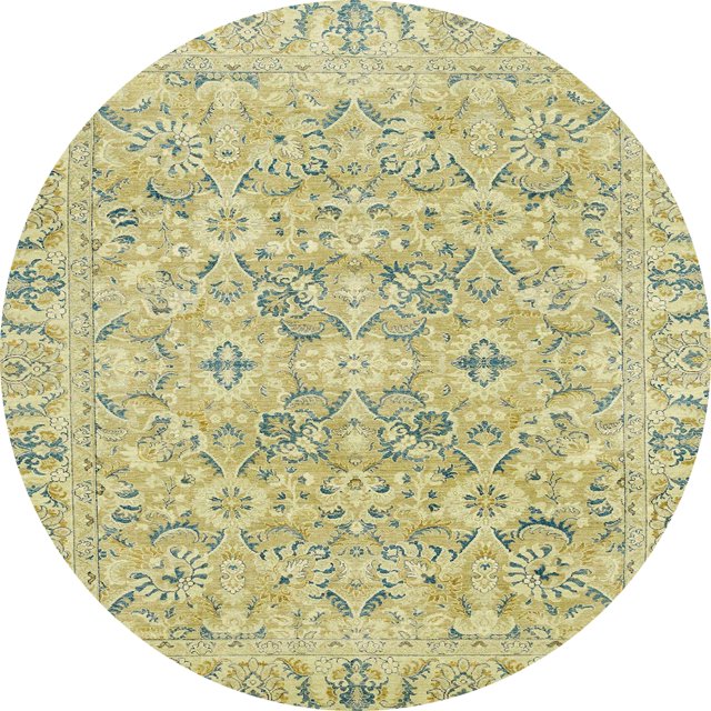 Ahgly Company Indoor Round Abstract Copper Green Oriental Area Rugs, 5' Round