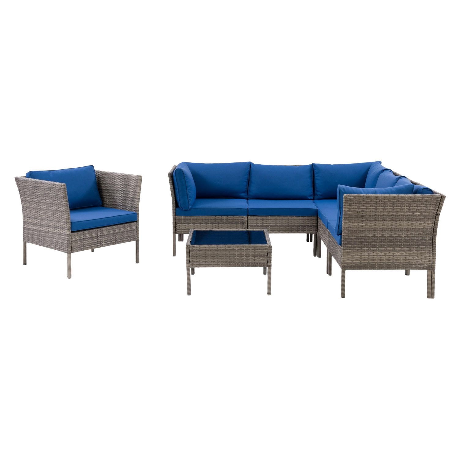 Ensemble modulaire de patio en L Parksville avec chaise