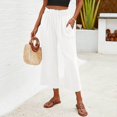 thumbnail image 5 of VEKDONE Womens Cotton Linen Capris Pants White XXL, 5 of 5