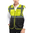 thumbnail image 1 of GOGO 5 Pockets High Visibility Safety Vest with Reflective Strips, Working Uniform Vest-Neon Lime Black-S, 1 of 7