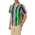 thumbnail image 4 of INSPIRE CHIC Men's Shirt Vertical Striped Button Down Point Collar Short Sleeve  Shirt S Green, 4 of 6