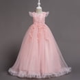 thumbnail image 1 of Économies à Durée Limitée, Robe d'Été pour Fille, Sans Manches à Volants en Dentelle, Broderie à Col Rond, Jupe Princesse en Tulle avec Nœud, Décontractée pour Fête, Tenue de Festival, Légère, Respirante, Âge 4-12/100 % Polyester, Rose, 1 of 8