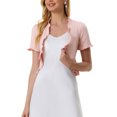thumbnail image 1 of INSPIRE CHIC Cropped Cardigan for Women's Open Front Ruffle Knit Shrugs XL Pink, 1 of 5