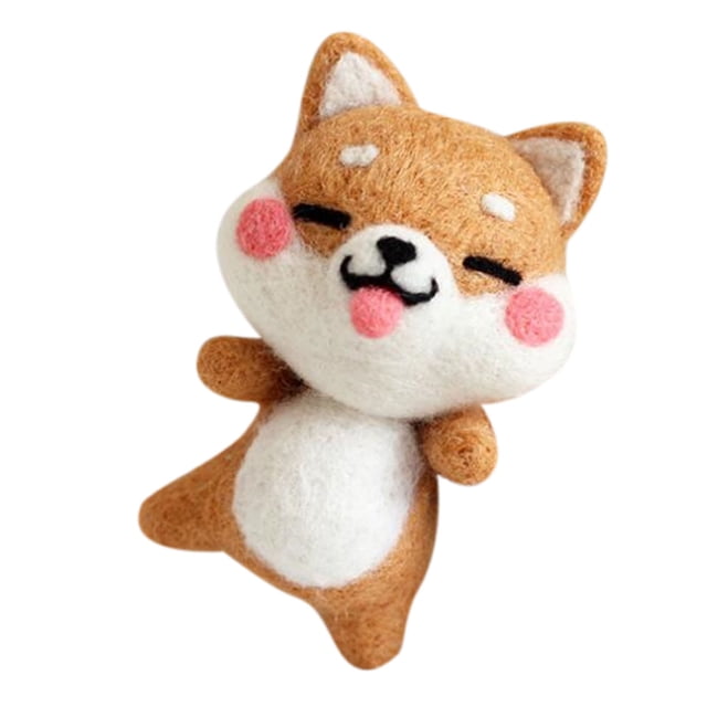 EQWLJWE Plush Toys Cute Litter Dog Pattern Handmade DIY Poke Wool Felts Material Production Package