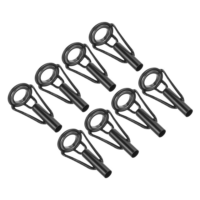 Unique Bargains Kit de Réparation d'Embout de Canne à Pêche en Acier Inoxydable 3,8 mm, Guide d'Anneau de Perche, Remplacement, Noir, Lot de 8
