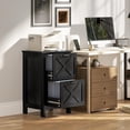 thumbnail image 2 of HOMCOM 2 Drawer Vertical File Cabinet with Silent Slides, Rustic Farmhouse Filing Cabinet with Barn Doors for A4/Letter Size, Printer Stand with Storage for Home Office, Distressed Black, 2 of 5