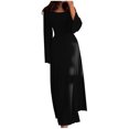 thumbnail image 1 of Yuyuzo Spring Dresses for Women 2024 Long Sleeve Crewneck Sweater Dress Ribbed Knit Flowy A Line Maxi Dresses, 1 of 5