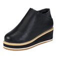 thumbnail image 2 of EGNMCR Bottines pour Femmes Femmes Chaussures Rétro à Semelle Plate Décontractées Grande Taille à Enfiler Chaussures à Double Fermeture Éclair, 2 of 7
