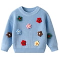 thumbnail image 1 of Splozh Baby Girl Fall Clothes Cute Handmade Flower Knitted Sweaters for Small and Medium Sized Children Blue,3-4 Years, 1 of 6