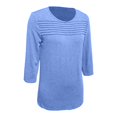 thumbnail image 4 of Pxiakgy Vente Chaude!! Manches 3/4 pour Femmes Hauts Chemises Décontractées à Volants Plissés Mode Blouses d'Été Tendance Col Rond Automne/hiver Manches Sept Points Plissées sur la Poitrine Bleu Clair S, 4 of 4