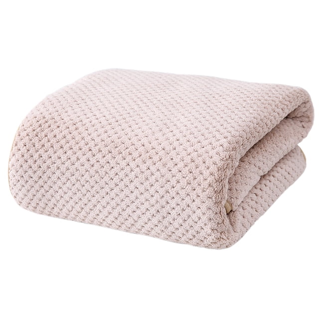 Suncoda Washclo, Solid Color Pineapple Reseau High Density Fleece Marginal Bath Towel Adult Solid Color Enlarged Bath Towel Thickened Marginal Towel 35X75Cm