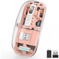 thumbnail image 1 of Wireless Bluetooth Mouse Tri-Mode (BT5.1+2.4GHz) USB C Rechargeable Computer Mouse Full Transparent Silent Mouse with USB Receiver & Type C Adapter for Laptop/Mac/iPad, 1 of 7