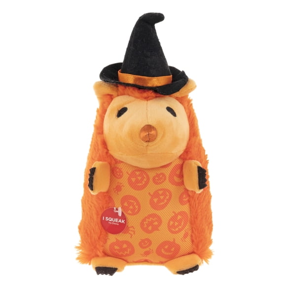 Vibrant Life Halloween 7in Plush Dog Toy with Squeaker ,Orange Hedgehog