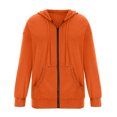 thumbnail image 4 of PEZHADA Économies d'Automne Chandail à Capuchon à Fermeture à Glissière Décontracté pour Femme, Veste Ouverte à l'Avant, Coupe Ample, Manteau à Manches Longues avec Cordon, Chandail à Capuchon avec Poche, Orange, 4 of 5