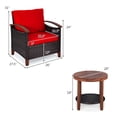 thumbnail image 2 of Patiojoy Ensemble Bistro en Rotin pour Patio 3 Pcs Cadre en Bois d'Acacia Sofa et Table d'Appoint Rouge, 2 of 6