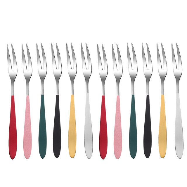 MasteelfCA 12pcs Household Stainless Steel Mini Cake Forks Snack Fruit Fork Food Forks