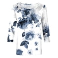 thumbnail image 5 of Pisexur Hauts pour Femmes Grande Taille Mode Chemises 3/4 Automne Décontractées Blouses à Col Rond Mignonnes à Imprimé Floral Tuniques Amples, 5 of 5