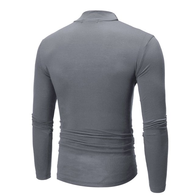 T-shirt à Manches Longues Col Roulé Couleur Unie Automne Hiver pour Hommes