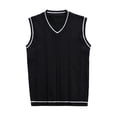 thumbnail image 1 of Kcodviy Men's Sleeveless Sweater Vest Jacket Pockets inside Striped Trim V Neck Light Down Jacket Pullover Vest, 1 of 6